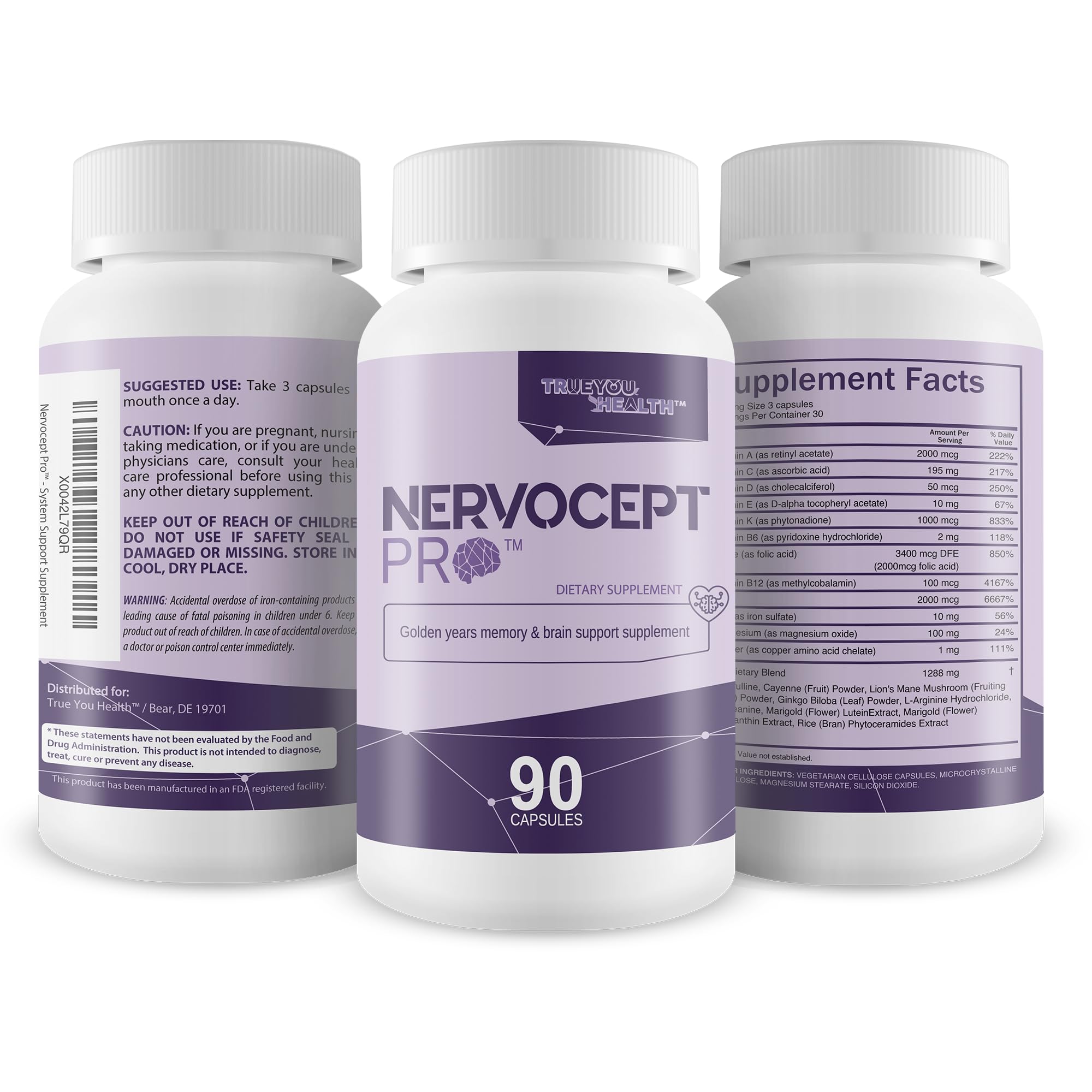 Nervocept Pro - Our Best Nerve Support Capsules - Lions Mane, Magnesium, Vitamin B For Nerve Repair - Vitamin D for Nerves - Lions Mane Memory & Nerve Support - Vitamin B12 Nerve Support True You Health buy australia supplements