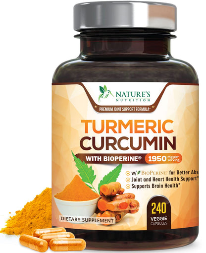 Turmeric Curcumin Supplement - 95% Curcuminoids with Organic Turmeric & BioPerine Black Pepper for Best Absorption - Daily Joint & Immune Health Support Nature's Nutrition