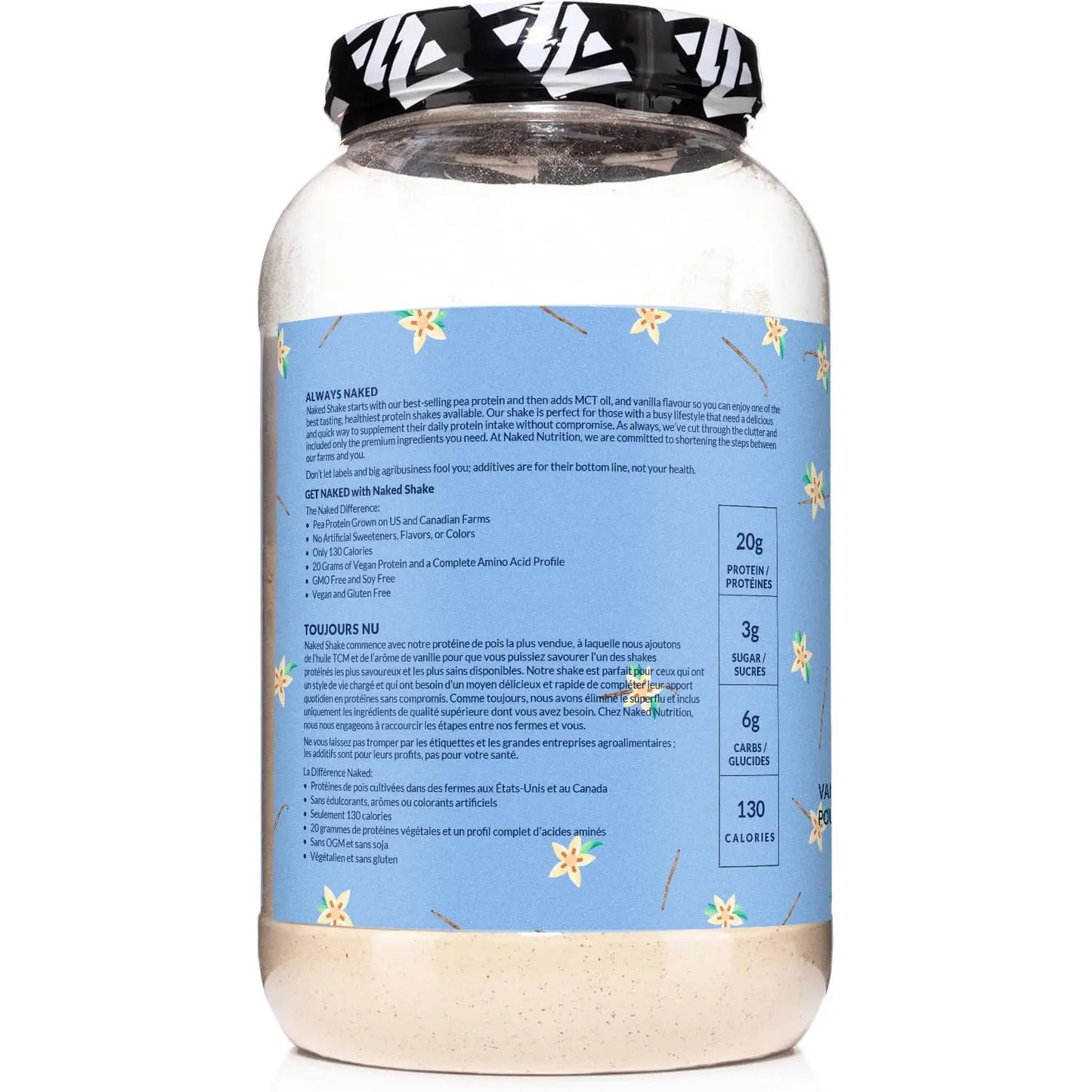 NAKED Shake - Vanilla Protein Powder - Plant Based Protein Shake with Mct Oil, NSF Certified, Gluten-Free, Soy-Free, No Gmos Or Artificial Sweeteners - 30 Servings NAKED