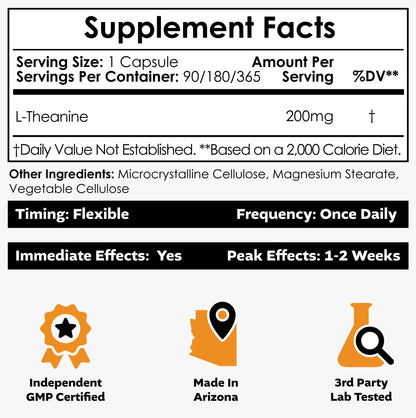 Nootropics Depot L-Theanine Capsules 200mg (90 Count) | Promotes Relaxation | Supports Healthy Stress Levels + Sleep Cycles | Promotes Cognitive Function + Focus | Amino Acid Supplement