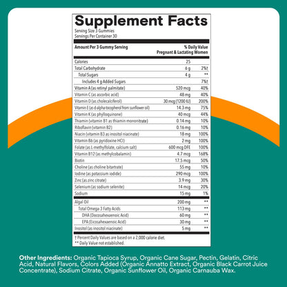 SmartyPants Prenatal Multivitamin Gummies with Omega 3 DHA/EPA, Methylfolate, Biotin, Vitamins D3, C, B12, B6, A, K, and Zinc, Gluten Free, Clean Label SmartyPants