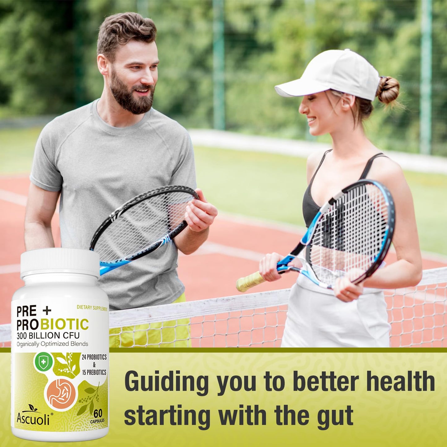 Probiotics for Women & Men - 300 Billion CFU, 24 Strains + 15 Organic Herbs Prebiotics Blend, Daily Probiotic for Digestive Health, Immune, Gut, Bloating Ascuoli
