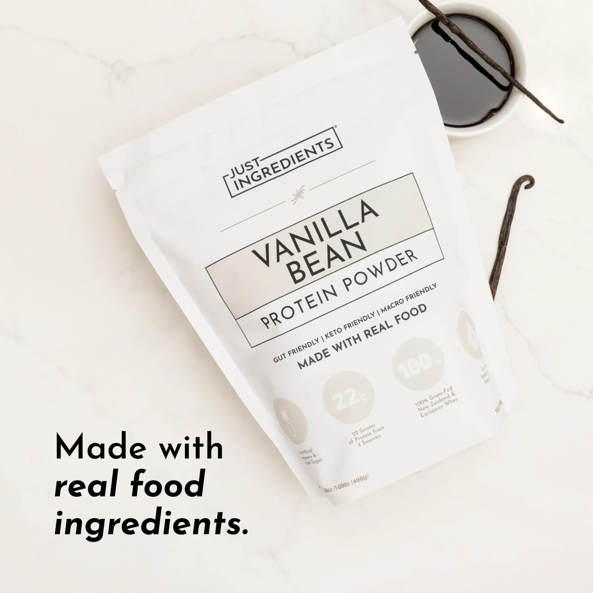 JUST INGREDIENTS Vanilla Protein Powder - Grass-Fed Whey Blend, Organic, Gluten Free, Dairy Free, Soy Free - 15 Servings, 22g Protein JUST INGREDIENTS buy australia supplements