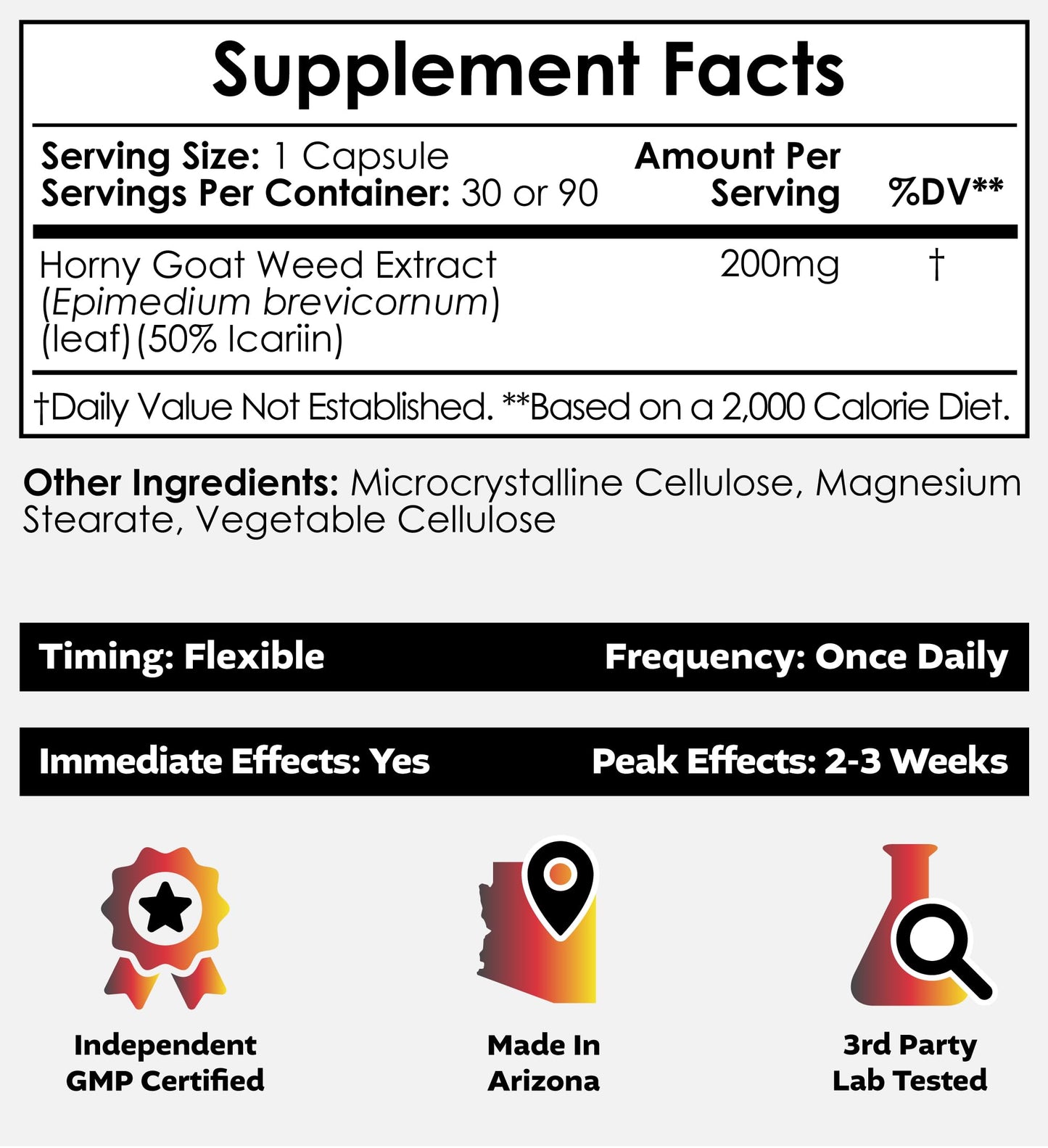 Nootropics Depot Horny Goat Weed Capsules | 200mg | 30 Count | Minimum 50% Icariin | Epimedium brevicornum