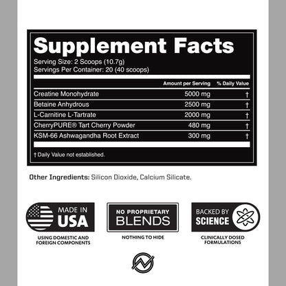 Outwork Nutrition Post Workout Recovery Powder - Creatine Monohydrate, KSM-66 Ashwagandha & Tart Cherry - Speeds Recovery, Eases Soreness - Creatine Powder for Men & Women, Orange Sherbet, 230 Gr