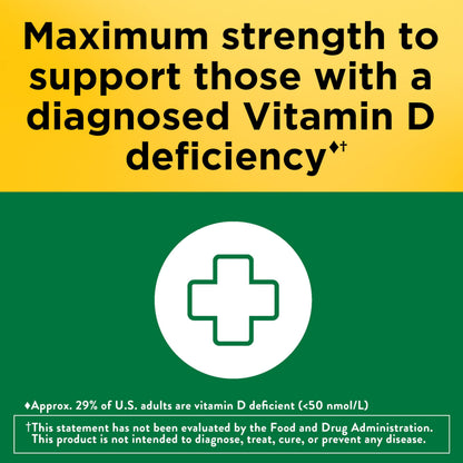 Nature Made Vitamin D3 10000 IU (250 mcg) Maximum Strength, Vitamin D Supplement for Bone and Immune Health Support Nature Made