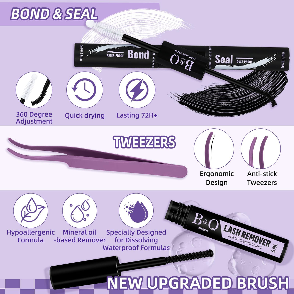 B&Q Manga Lash Clusters Kit DIY 8-18mm Reusable Eyelash Clusters Kit B&Qaugen