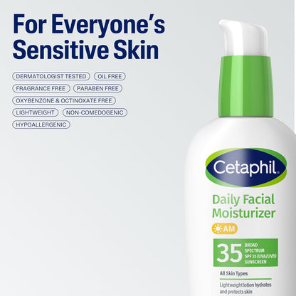 Cetaphil Oil-Free Face Moisturizer, SPF 35, Dry & Oily Combo Skin, 4oz | SPF 35 Daily Moisturizer, Fragrance-Free, Non-Comedogenic, Dry To Oily Combination Skin, Dermatologist Recommended Skincare Gsupps Australia