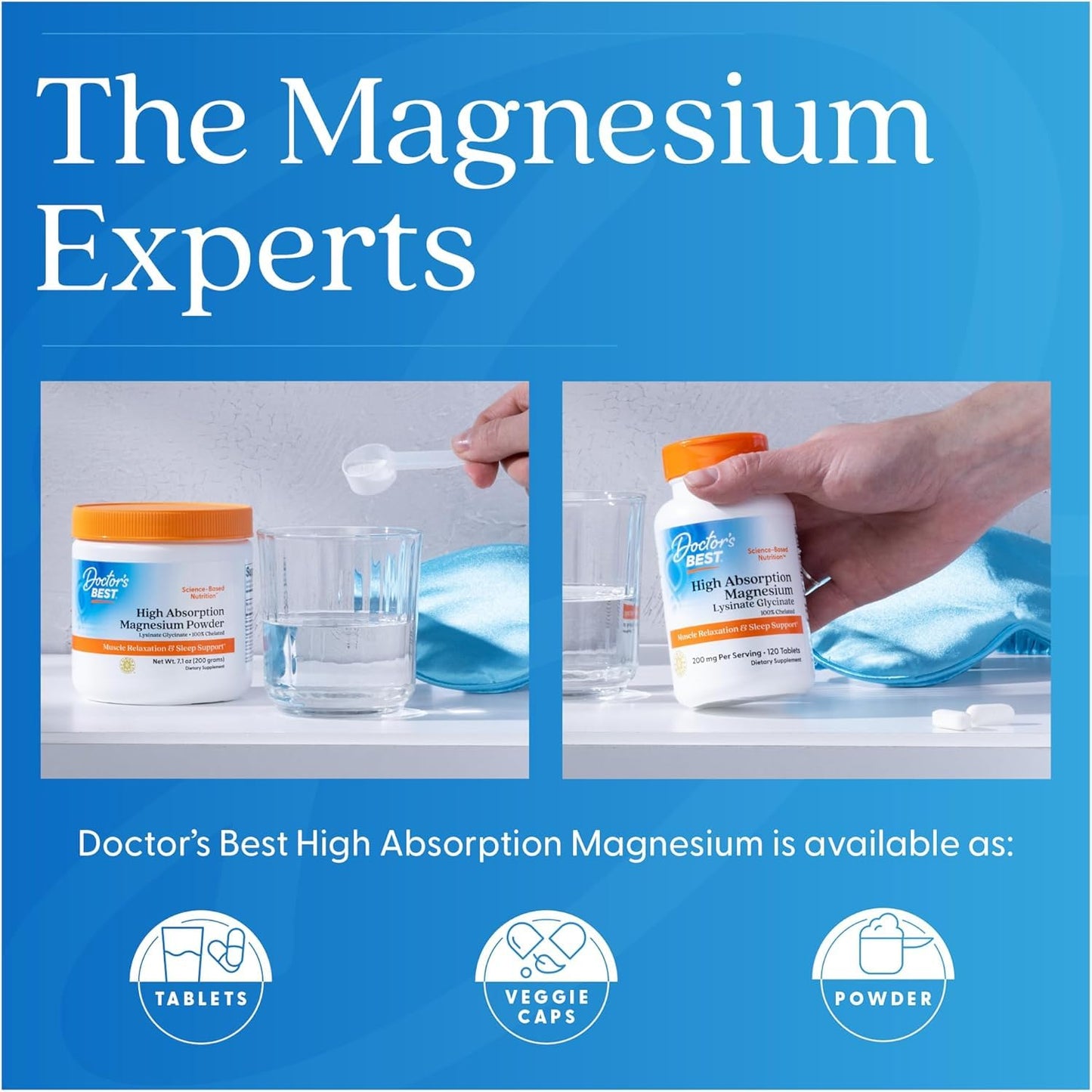 Doctor's Best High Absorption Magnesium Glycinate Lysinate Supplement for Sleep Support - Chelated Magnesium Tablets for Women & Men, 200mg per Serving, Supports Calm & Relaxation, Vegan - 240 Count Gsupps Australia