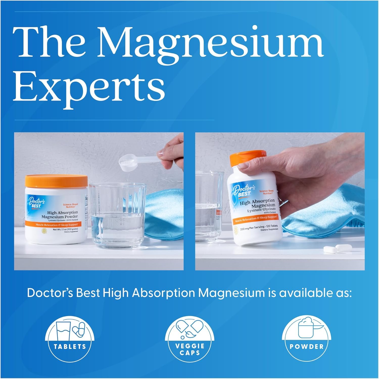 Doctor's Best High Absorption Magnesium Glycinate Lysinate Supplement for Sleep Support - Chelated Magnesium Tablets for Women & Men, 200mg per Serving, Supports Calm & Relaxation, Vegan - 240 Count Gsupps Australia