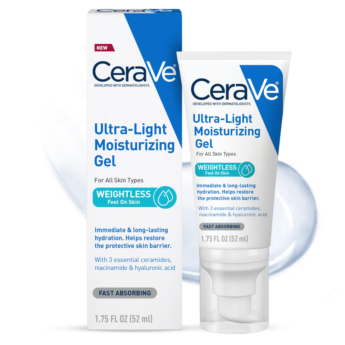 CeraVe Ultra-Light Moisturizing Gel, Niacinamide Face Moisturizer, 1.75oz CeraVe