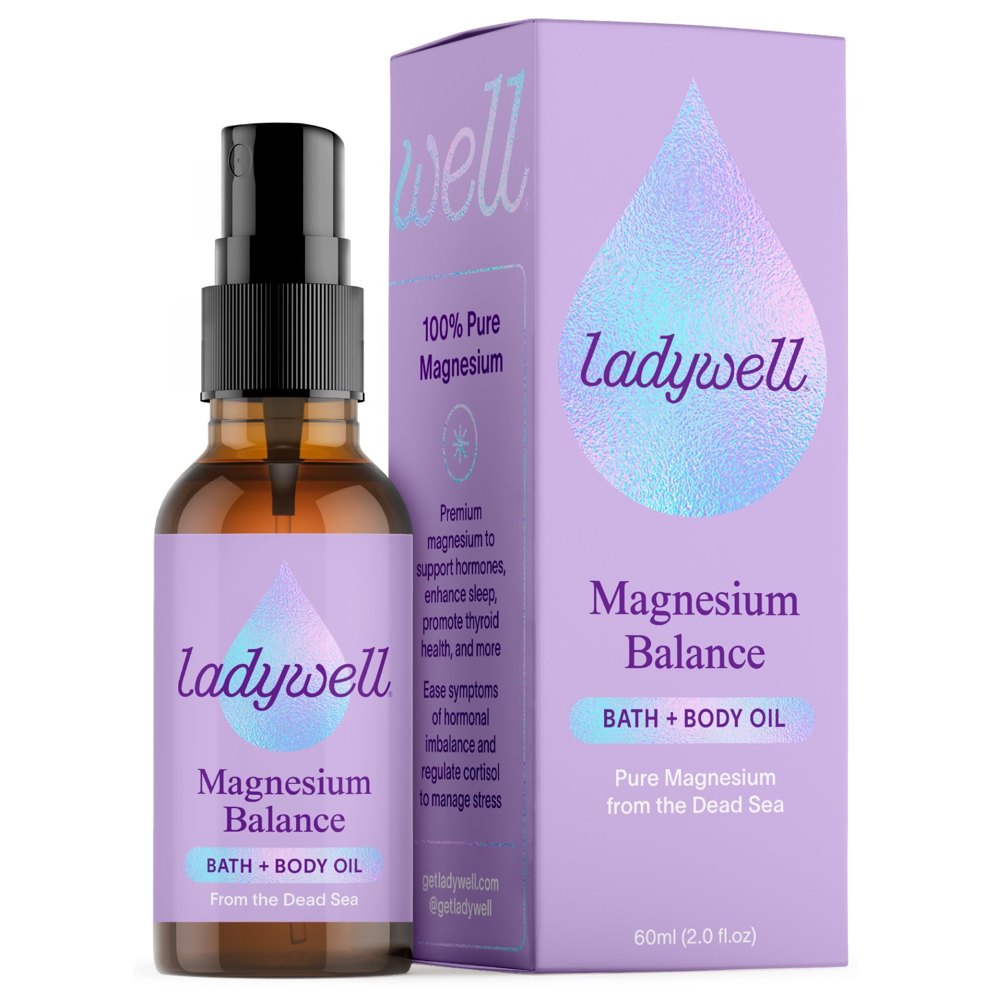 Ladywell Topical Magnesium Oil Spray | Mood, Cycle & Stress Support | PMS, PCOS, Fertility, Menopause, Hormone Balance, Cramps | Pure Magnesium Chloride, Science-Backed | Rapid Skin Absorption Ladywell buy australia supplements