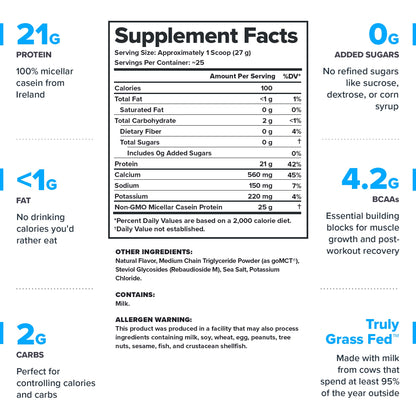 LEGION Casein Protein Powder (Dutch Chocolate) - Slow-Release Micellar Casein Protein Powder - Non-GMO, Gluten-Free & Naturally Sweetened from Grass-Fed Cows (25 Servings)