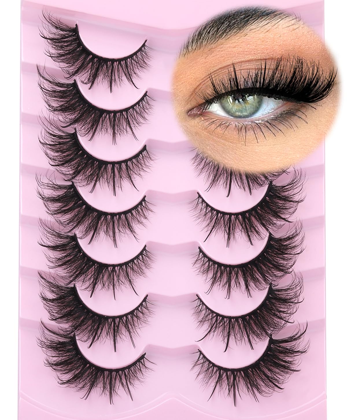 Fox Eye Lashes Wispy Faux Mink Lashes Volume Fairy Cat Eye Lashes That Look Like Extensions Spiky Fake Eyelashes 20mm Long Lash with Spikes Kiromiro