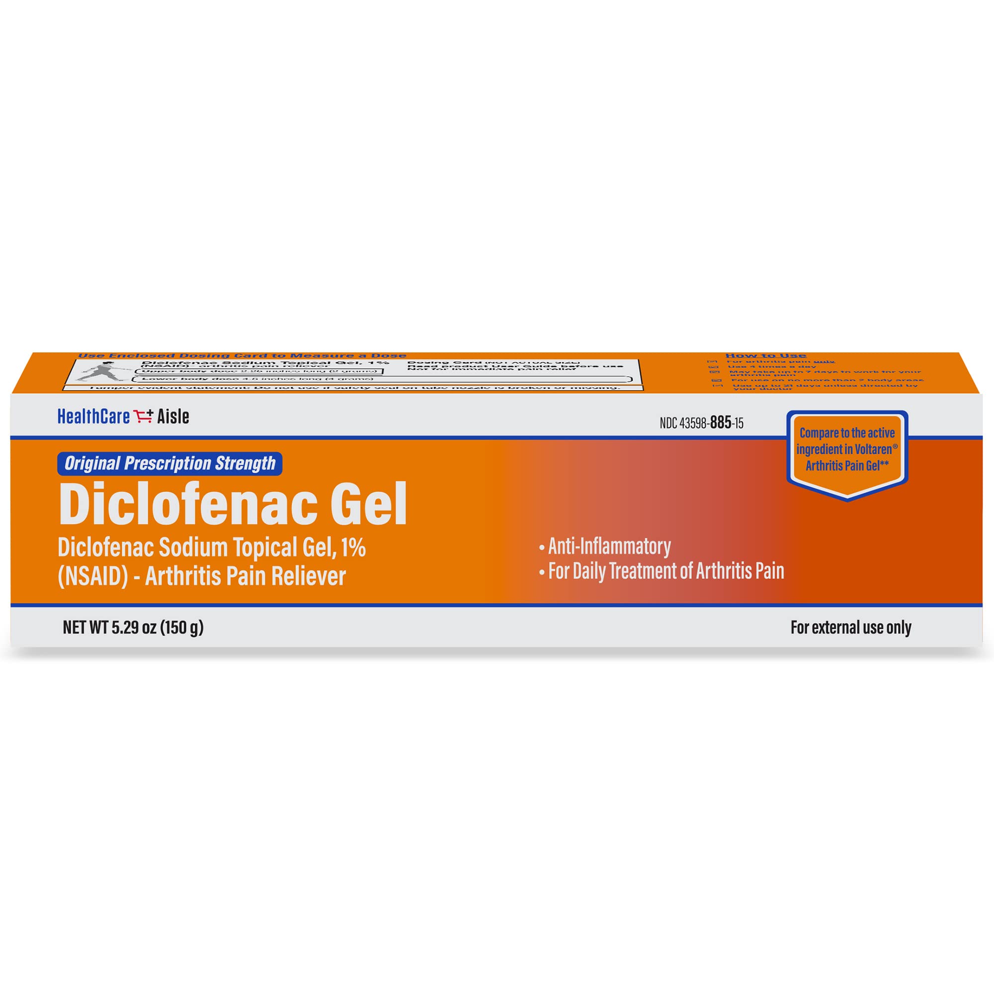 HealthCareAisle Diclofenac Gel, 1%, Arthritis Pain Relief - 150 g tube - Original Prescription Strength (NSAID) HealthCareAisle buy australia supplements