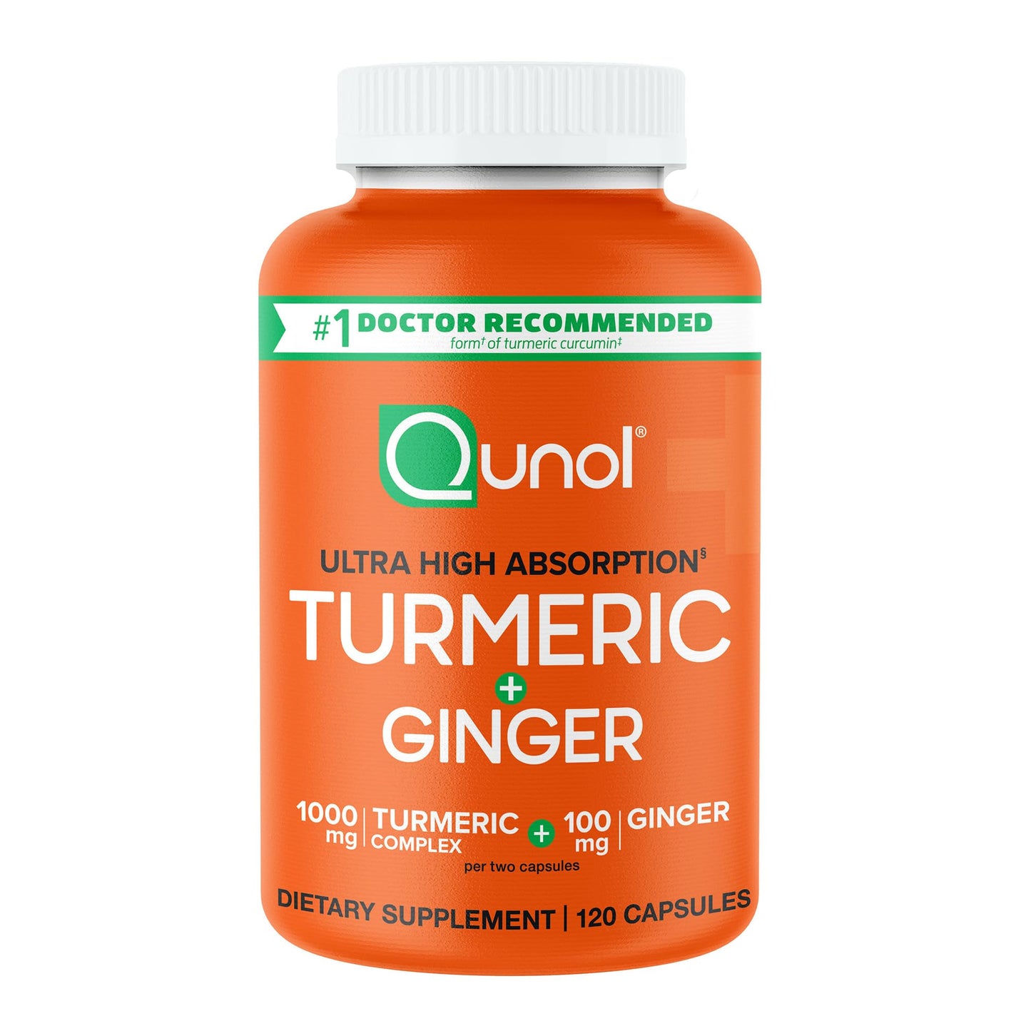 Qunol Turmeric and Ginger Capsules, 1000mg Turmeric Supplement, Ultra High Absorption to Support Joint Health, #1 Doctor Recommended Form Qunol