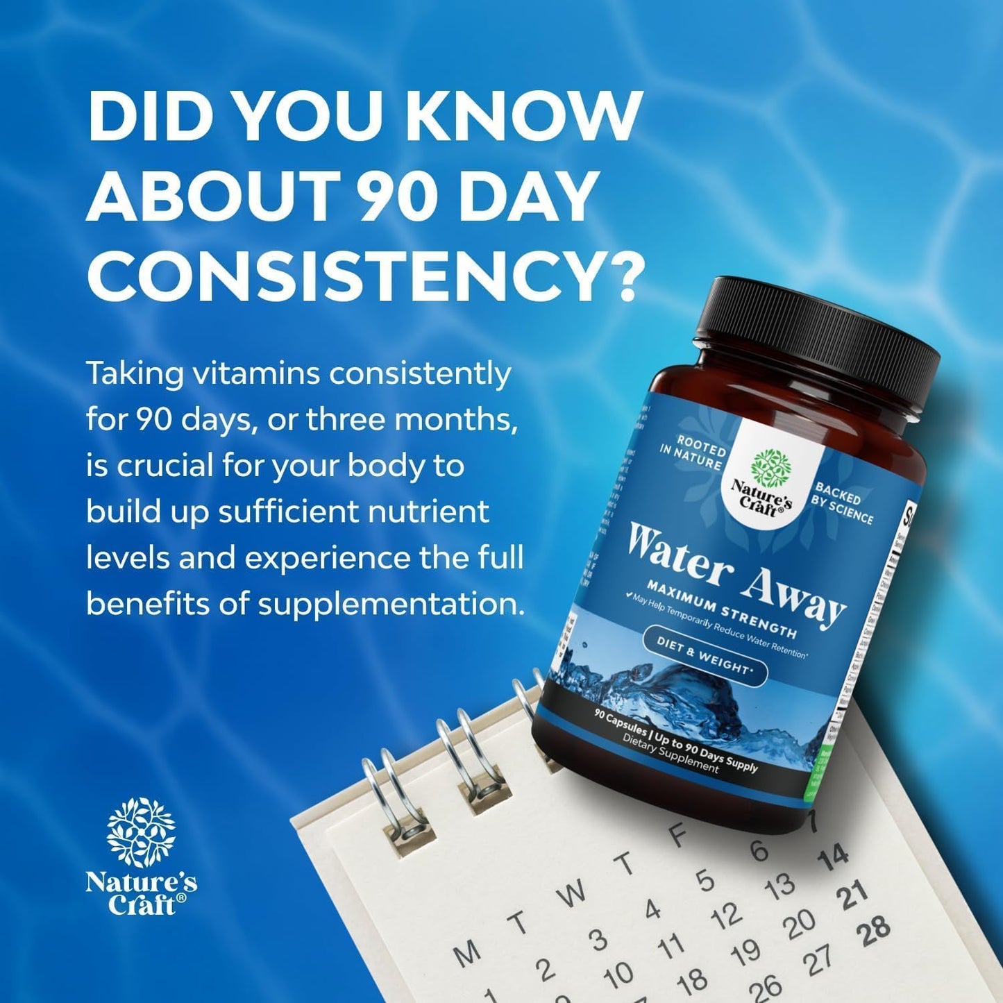 Water Away Herbal Diuretic Pills High Strength - Fluid Retention Supplement with Dandelion Leaf Extract & Green Tea for Bloating Relief for Women & Men - Capsules for Leg & Feet Swelling - 90 Count Gsupps Australia