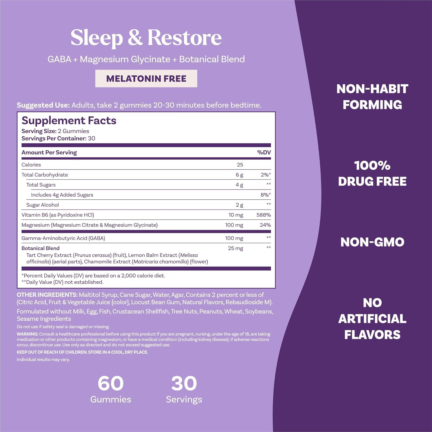 Natrol Sleep & Restore Magnesium Glycinate Blend Gummies, Magnesium for Sleep Aids for Adults, Melatonin-Free, Cherry Flavored, 30 Day Supply, 60 Gummies (Pack of 2) Natrol buy australia supplements