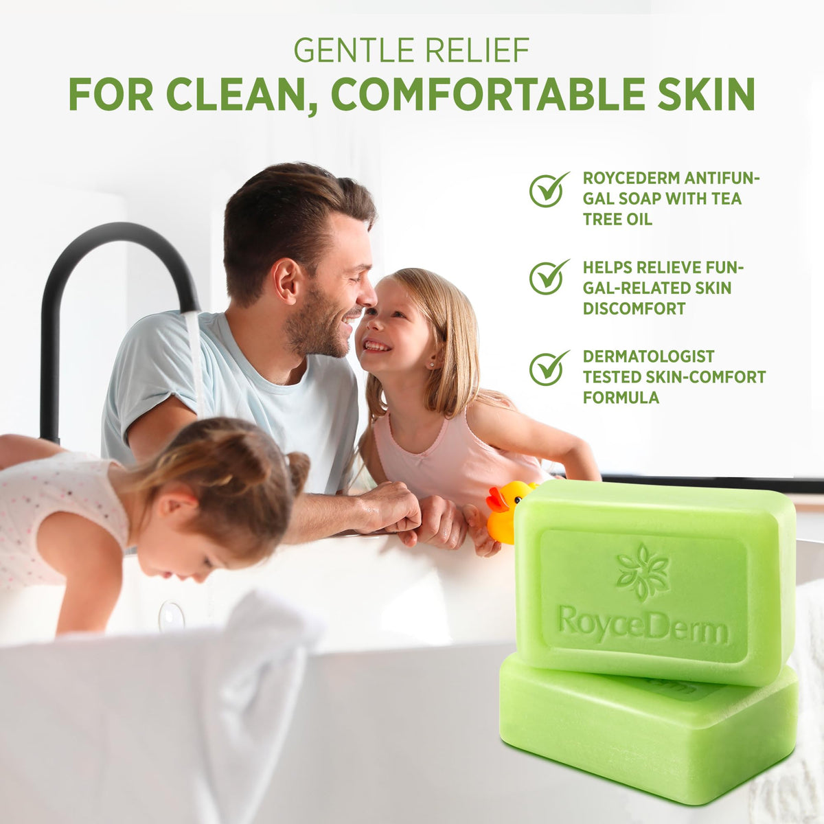 Roycederm Antifungal Bar Soap - Tea tree Oil Soap - Athlete’s Foot Treatment for Jock Itch & Ringworm - Medicated Antifungal Soap with Clotrimazole 1% - Tea Tree Oil Scent, 1 Pack Roycederm