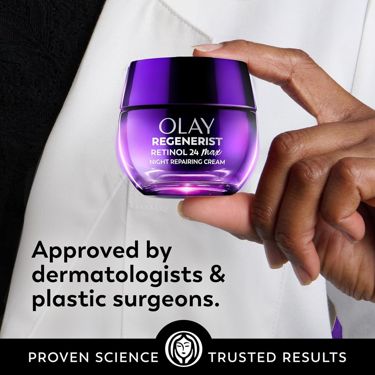 Olay Retinol Night Cream for Women, MAX, Anti-Aging Face Mousturizer, Fragrance-Free, Non Greasy - Anti-Wrinkle, Smooth Fine Lines, Hydrating Skin Care - Triple Collagen Cream, Niacinamide, 1.7oz Olay
