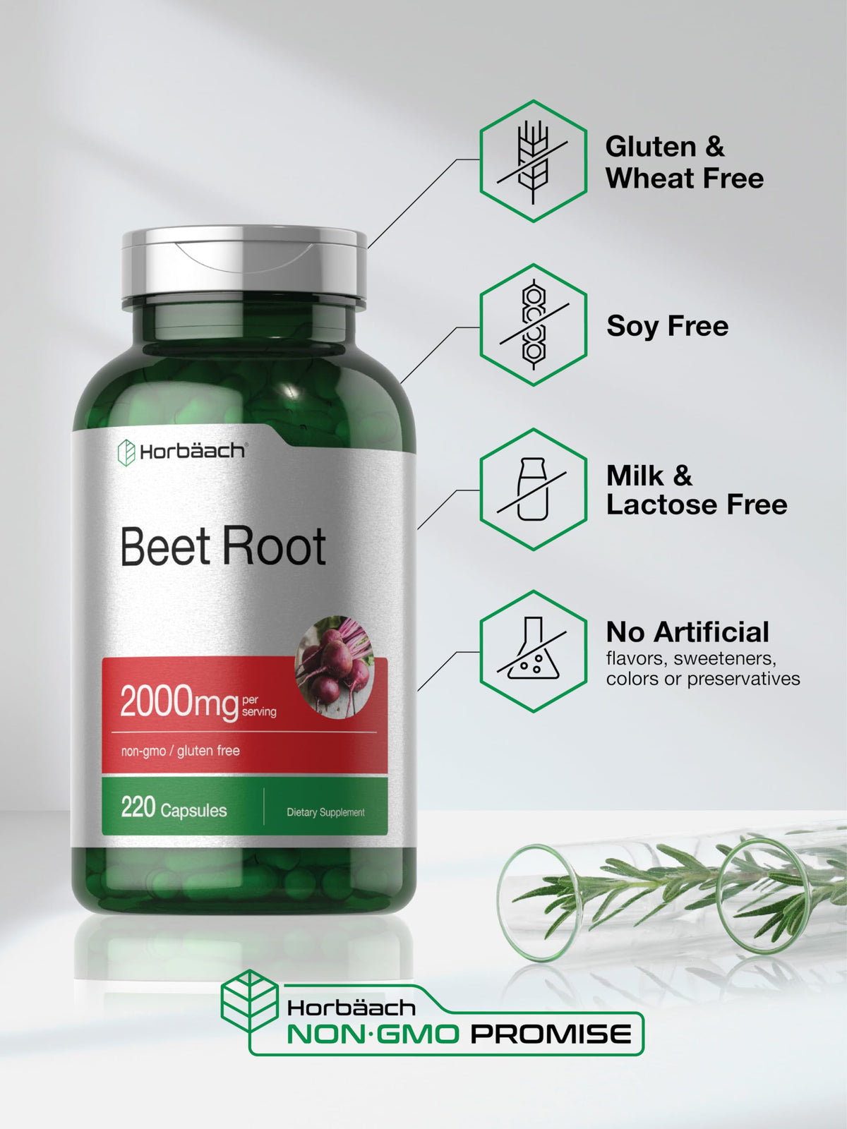 Horbäach Beet Root Powder Capsules | 220 Pills | Herbal Extract | Non-GMO, Gluten Free Supplement Horbäach