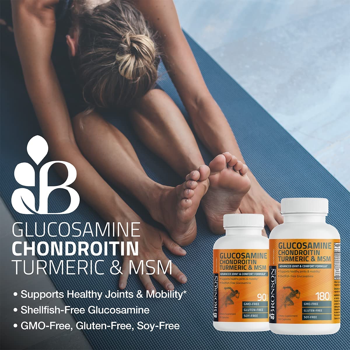 Bronson Glucosamine Chondroitin Turmeric & MSM Advanced Joint & Cartilage Formula, Supports Healthy Joints Bronson