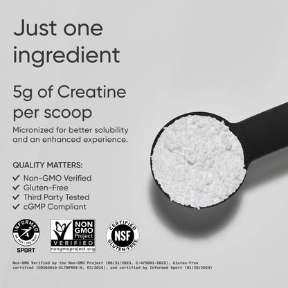 Sports Research Creatine Monohydrate - Gain Lean Muscle, Improve Performance and Strength and Support Workout Recovery - 5 g Micronized Creatine - 10.58 oz Sports Research