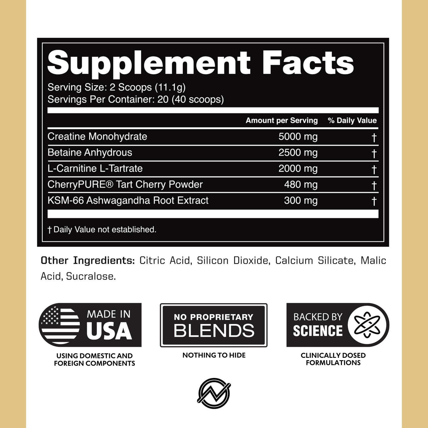 Outwork Nutrition Post Workout Recovery Powder - Creatine Monohydrate, KSM-66 Ashwagandha & Tart Cherry - Speeds Recovery, Eases Soreness - Creatine Powder for Men & Women, Orange Sherbet, 230 Gr