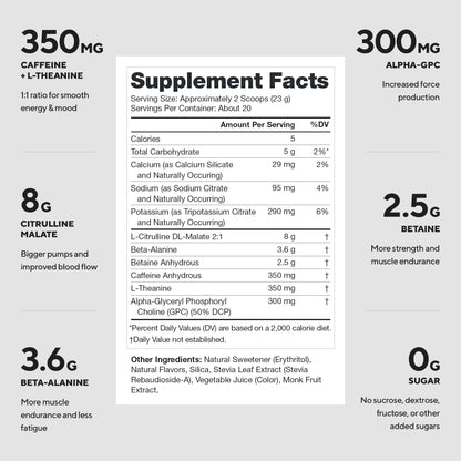 LEGION Pulse Pre Workout Supplement - All Natural Nitric Oxide Preworkout Drink to Boost Energy, Creatine Free, Naturally Sweetened, Beta Alanine, Citrulline, Alpha GPC (Fruit Punch)