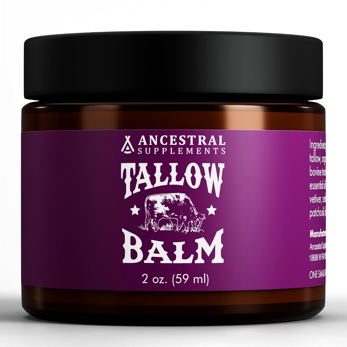 Ancestral Supplements Tallow Balm with Collagen – Grass Fed Beef Tallow Balm for Face & Body – Whipped Tallow Moisturizer Rich in Vitamins A, D, E & K – Essential Oil Blend Scent – 2 oz