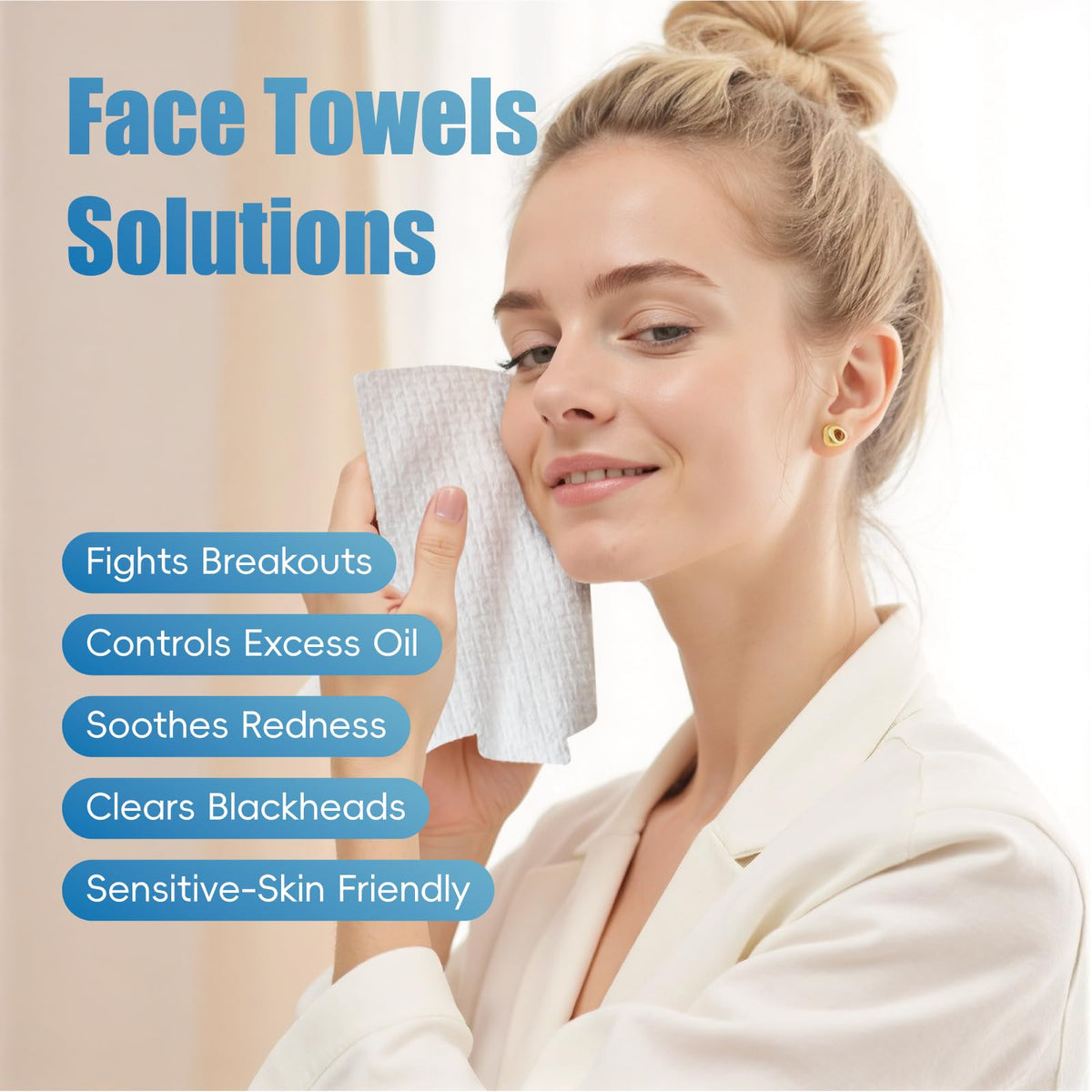 GWT XL Disposable Fragrance-Free Face Towels, 50 Count, 1 Pack Gold Water Trading