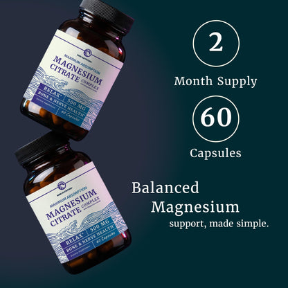 Magnesium Citrate Complex 500 MG for Constipation & Digestion Support | High Absorption Magnesium Supplement | Citrato de Magnesio | Calm & Relaxation Nobi Nutrition