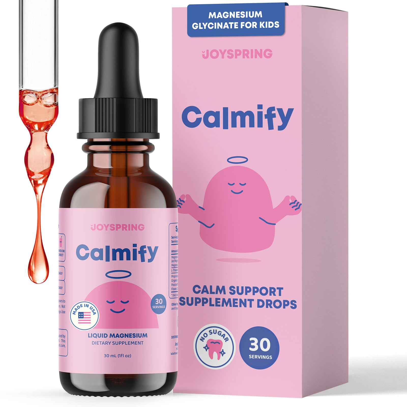 JoySpring Calmify Magnesium Glycinate for Kids | Liquid Magnesium with L-Theanine Supplement | Chamomile Extract & Passion Flower Extract | Sugar-Free Calm Drops | 1 fl oz (30 Servings) JoySpring buy australia supplements