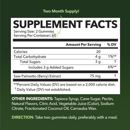 Saw Palmetto Gummies for Men, Prostate Health Supplement, 60 Count | DHT Blocker for Men for Hair Health & Male Patterned Balding, Supports Scalp and Prostate Wellness, Raspberry, 30 Day Supply Gsupps Australia