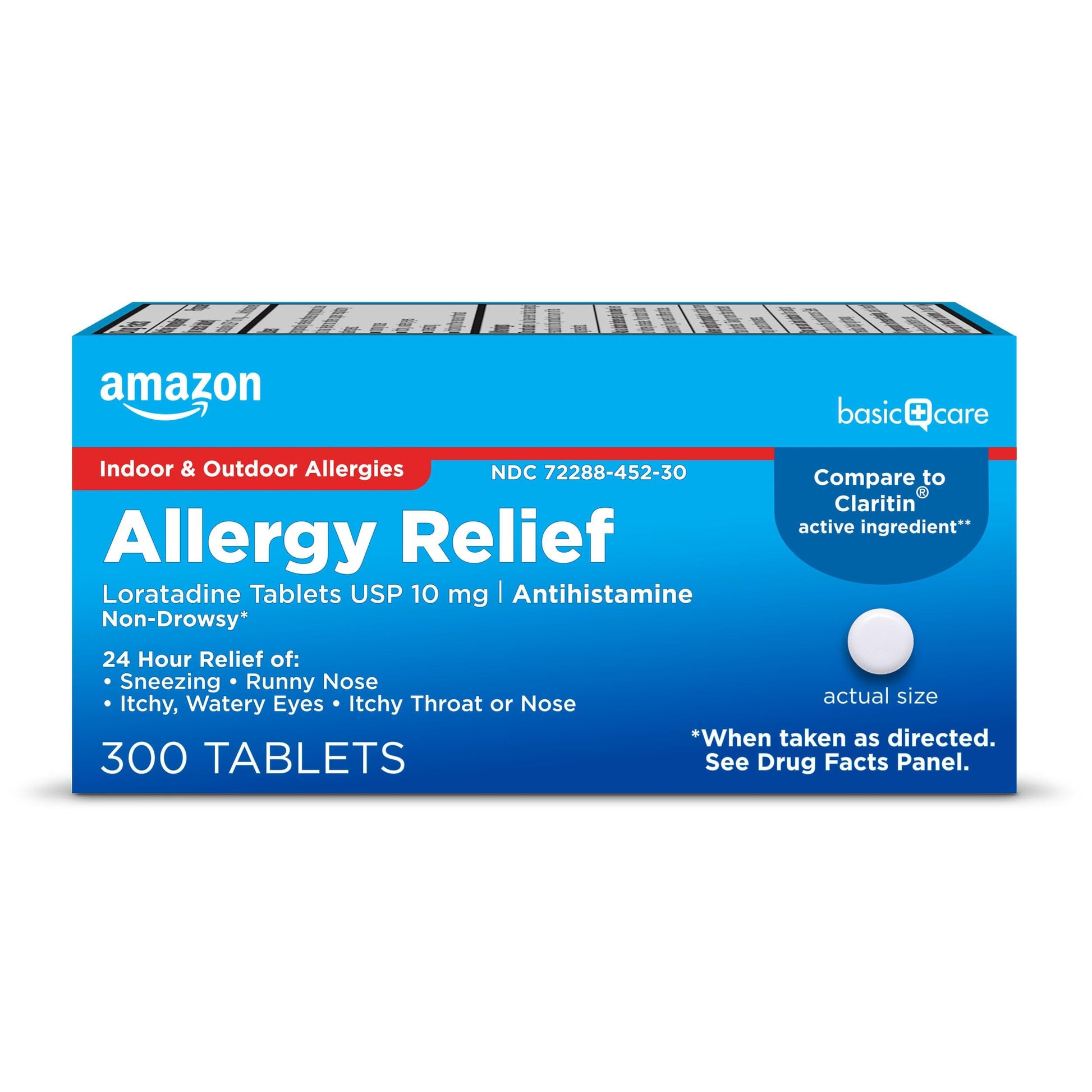 Amazon Basic Care Allergy Relief Loratadine Tablets 10 mg, 24-Hour Non-Drowsy Antihistamine for Runny Nose, Sneezing, Itchy Eyes, 300 Count Amazon Basic Care buy australia supplements