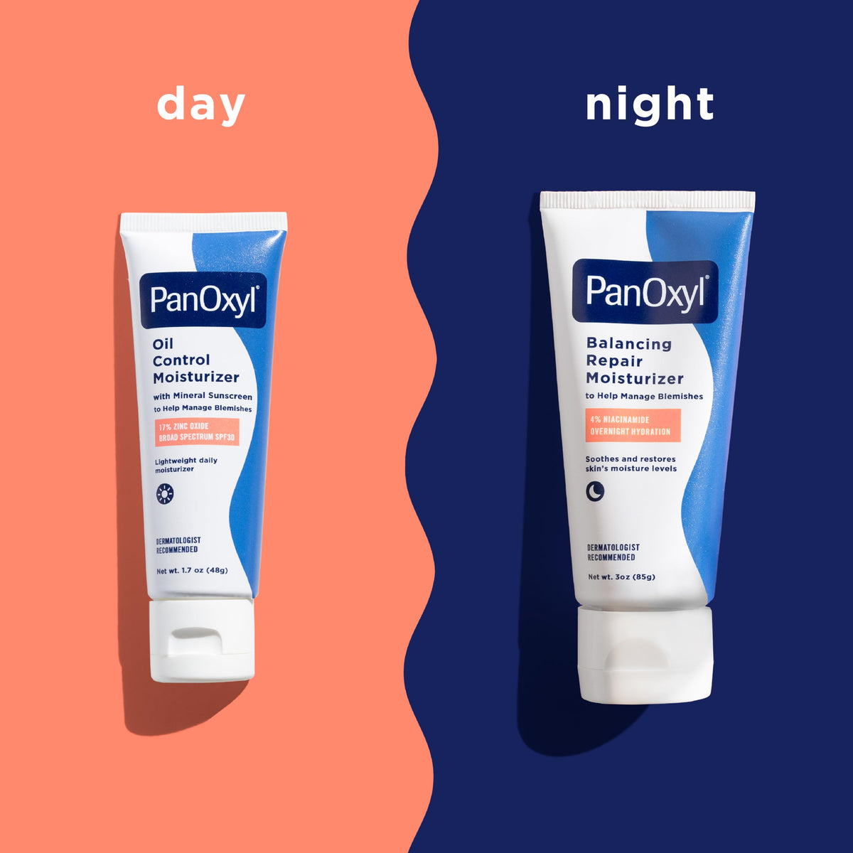 PanOxyl PM Balancing Repair Moisturizer with Niacinamide, Ceramides and Cica, Hydrating Face Moisturizer, Acne Prone Skin and Dry Skin, Non-Comedogenic Night Face Moisturizer, 3 oz PanOxyl