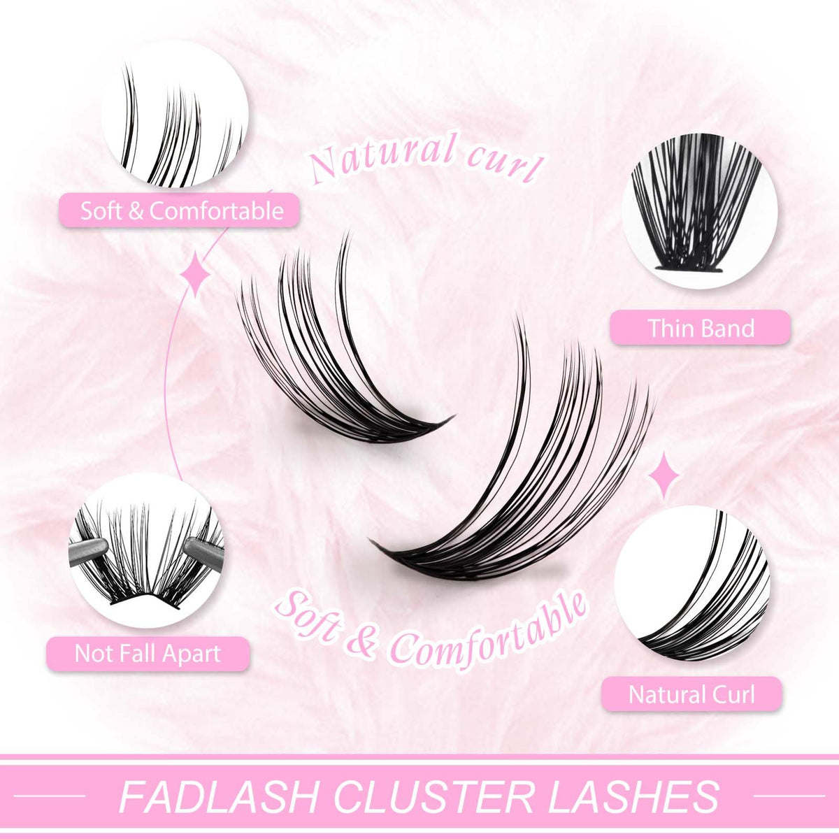 FADLASH DIY Lash Clusters Individual Eyeslash Extensions D Curl 280PCS Natural Eyelash Clusters Soft Band Wispy Volume Eyelash Extension for Beginners DIY at Home (40D-0.07-D, 8-16mm) FADLASH