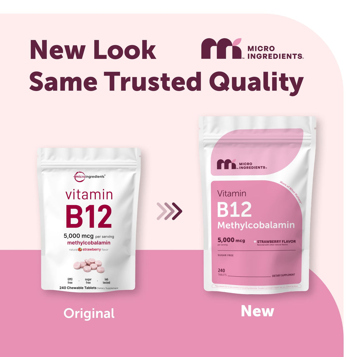 Micro Ingredients Vitamin B12 5,000 mcg | Methylcobalamin – 240 Chewable Tablets | Fast Dissolve, Natural Strawberry Flavor Micro Ingredients