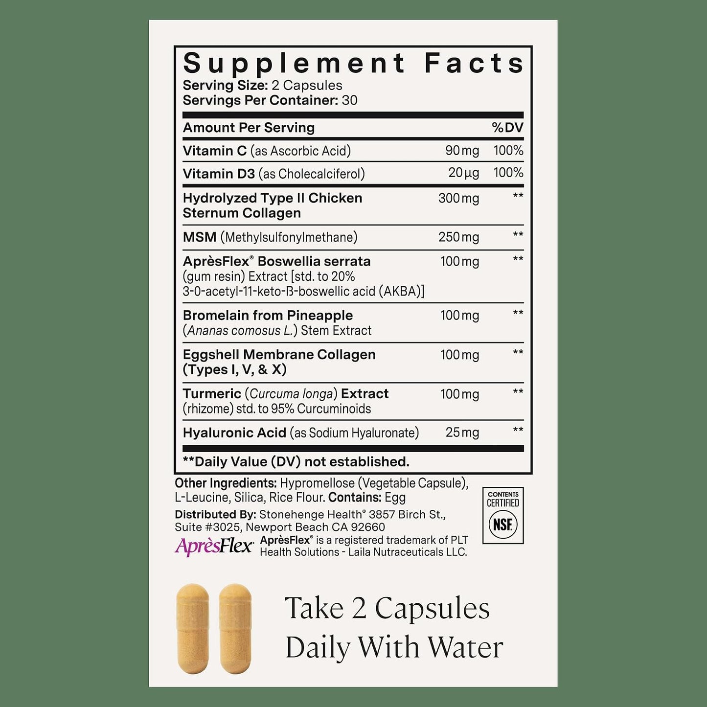 Stonehenge Health Dynamic Joint Health Supplement – Fast-Acting Support with AprèsFlex® Boswellia, MSM, Multi-Type Collagen, Turmeric, Bromelain, Vitamins C & D3 60 Count (Pack of 3)