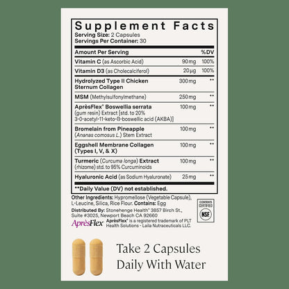 Stonehenge Health Dynamic Joint Health Supplement – Fast-Acting Support with AprèsFlex® Boswellia, MSM, Multi-Type Collagen, Turmeric, Bromelain, Vitamins C & D3 60 Count (Pack of 3)