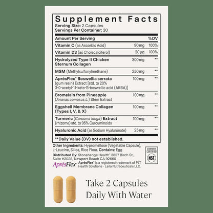 Stonehenge Health Dynamic Joint Health Supplement – Fast-Acting Support with AprèsFlex® Boswellia, MSM, Multi-Type Collagen, Turmeric, Bromelain, Vitamins C & D3 60 Count (Pack of 2)