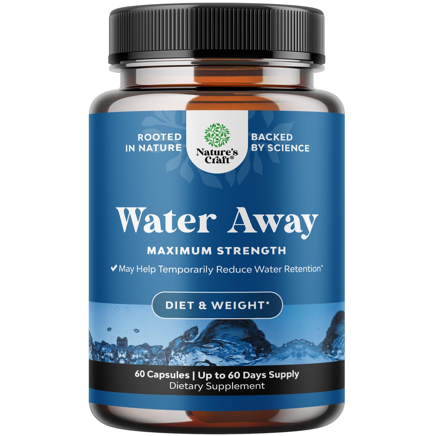 Water Away Herbal Diuretic Pills High Strength - Fluid Retention Supplement with Dandelion Leaf Extract & Green Tea for Bloating Relief for Women & Men - Capsules for Leg & Feet Swelling - 90 Count Gsupps Australia