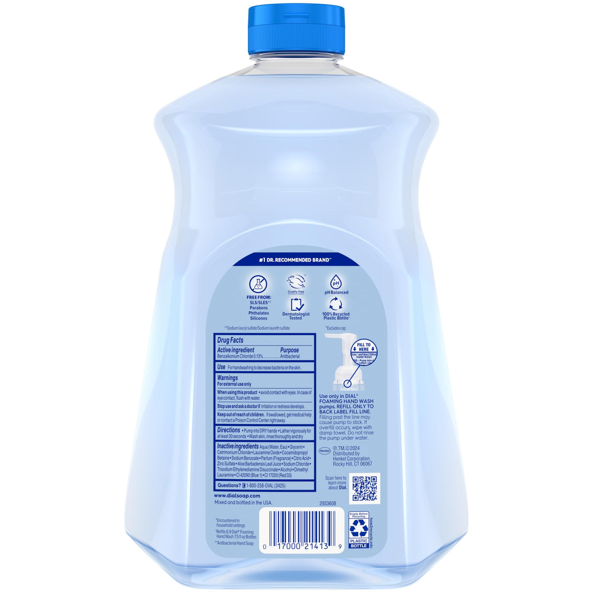 Dial Antibacterial Defense Foaming Hand Soap Refill, Spring Water, 52 Fl Oz Dial