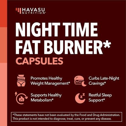 Night Time Fat Burner for Weight Loss Support for Men and Women, 60 Count | Appetite Suppressant and Overnight Metabolism Booster with Melatonin for Sleep Support, Vegan, Gluten Free, 60 Servings Gsupps Australia