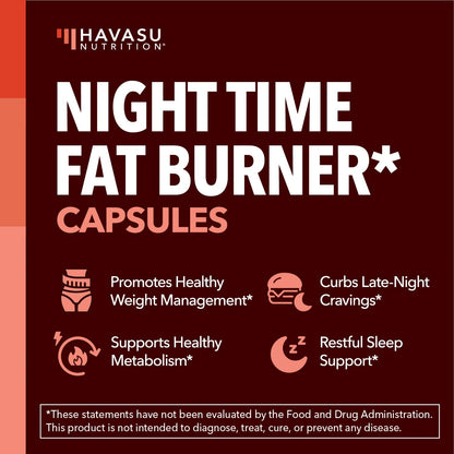 Night Time Fat Burner for Weight Loss Support for Men and Women, 60 Count | Appetite Suppressant and Overnight Metabolism Booster with Melatonin for Sleep Support, Vegan, Gluten Free, 60 Servings Gsupps Australia