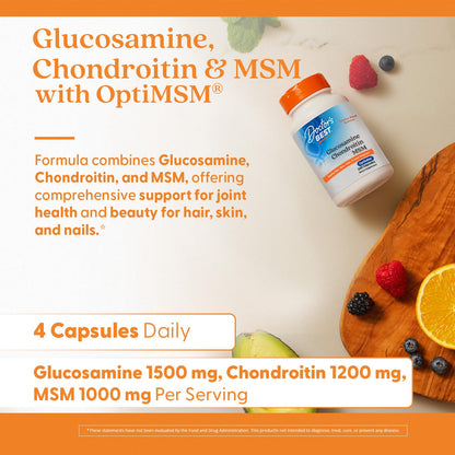 Doctor's BEST Glucosamine Chondroitin MSM - Joint Health Support Supplement for Women & Men, Nutritional Support for Joint Strength, Hair, Skin, & Nails Doctor's BEST