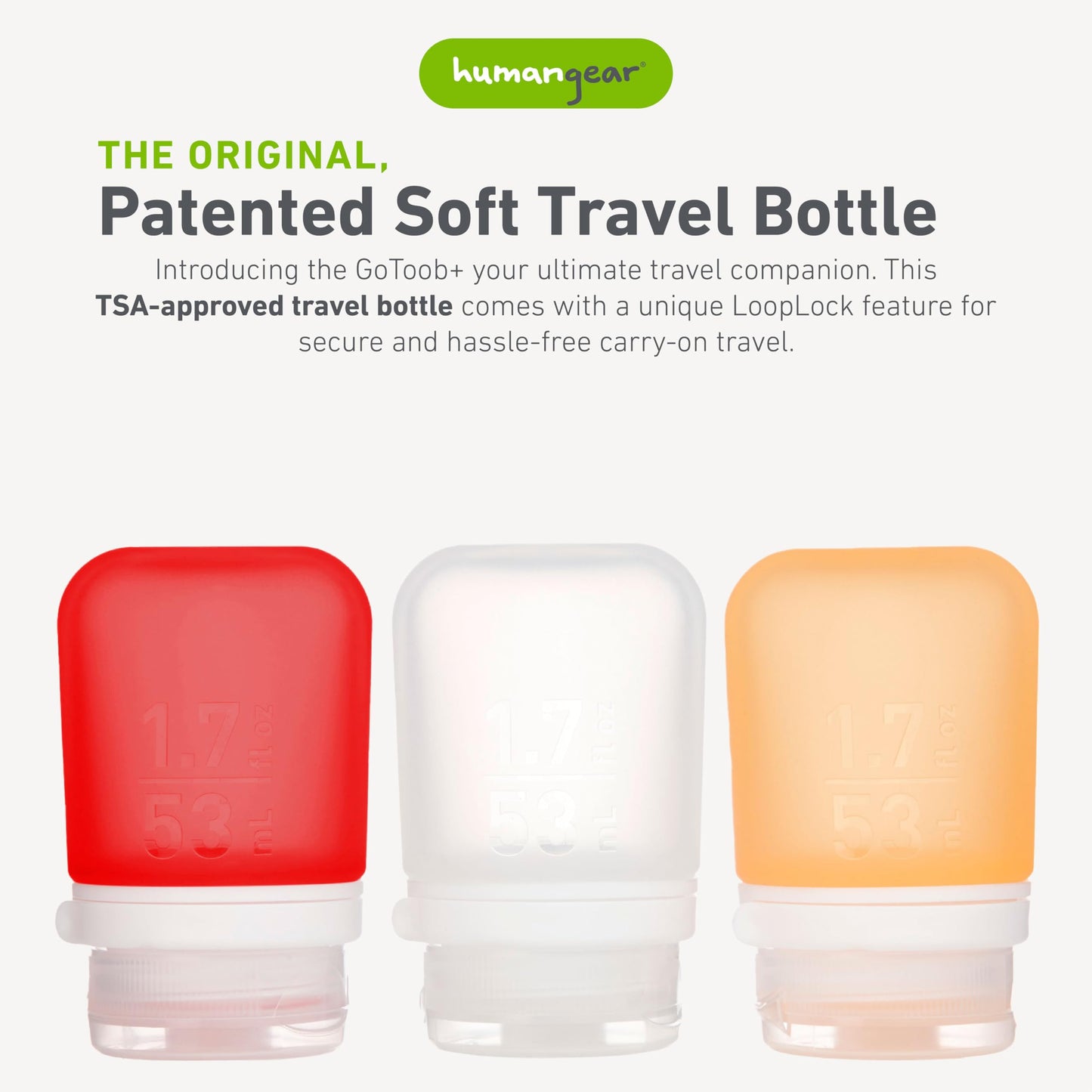 humangear GoToob+ 3-Pack, Large (3.4 fl oz), Clear/Purple/Teal | Refillable & Leak-Proof Silicone Travel Size Bottles with Locking Cap for Toiletries, Camping & TSA Carry-On Gsupps Australia
