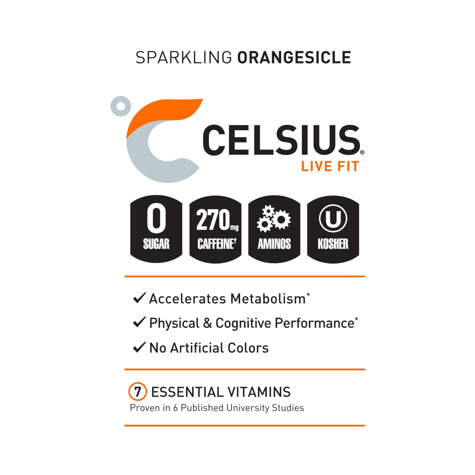 CELSIUS ESSENTIALS, Sparkling Orangesicle, Performance Energy Drink 16 Fl Oz (Pack of 12) CELSIUS buy australia supplements