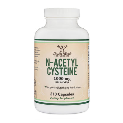 NAC Supplement (N-Acetyl Cysteine) - 99%+ Purity Tested - (1,000mg Per Serving 500mg Per Cap, 210 Capsules) (Third Party Tested) with Odor Masking Technology to Boost Glutathione Levels by Double Wood