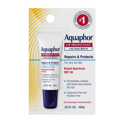 Aquaphor Lip Protectant and Sunscreen Ointment, SPF 30, 0.35 FL OZ Aquaphor